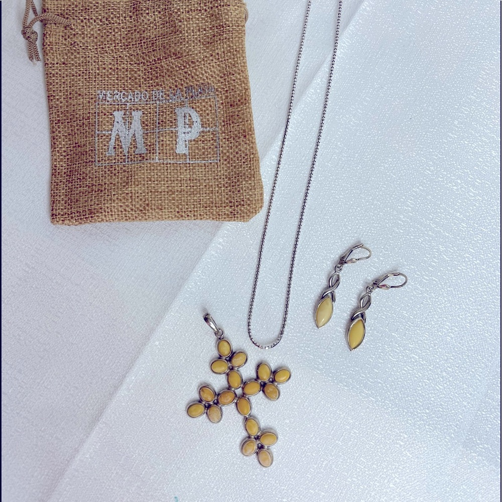 MilkAmber and Silver 925 set